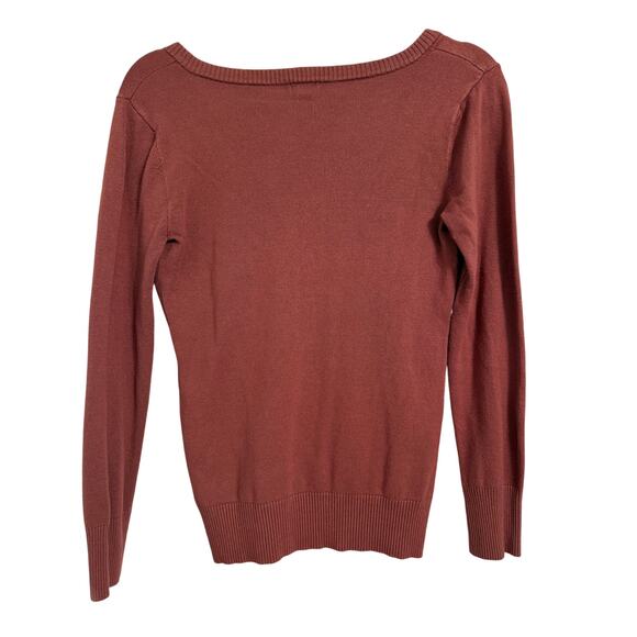 Guess Women's S Y2K Preppy Logo Silver Rhinestone V Neck Knit Pink Sweater - Picture 4 of 7